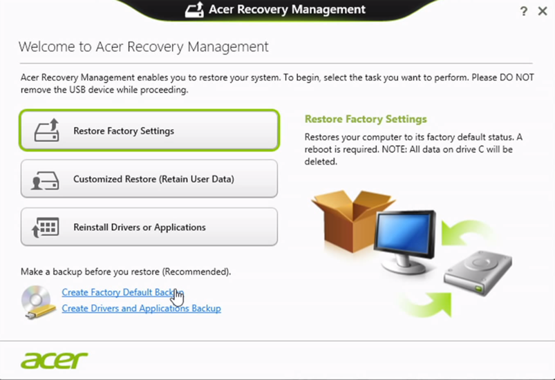 acer recovery management windows 8.1 download